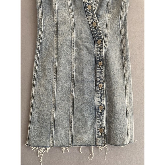 RAILS Women M Cascade Dress Strand Denim Frayed Hem Stretch Asymmetric‎ Button - Picture 7 of 13
